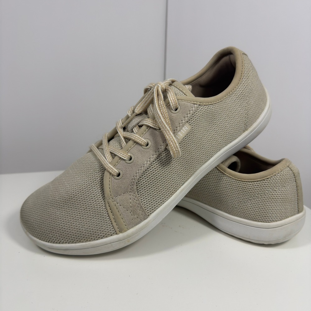 WHITIN W81 Minimalist Barefoot Shoes Women Size 42/10 Beige Knit Lace Up Sneaker